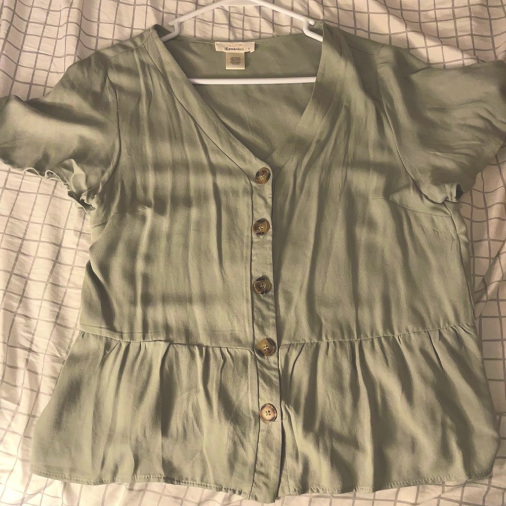 Olive Button Down Top